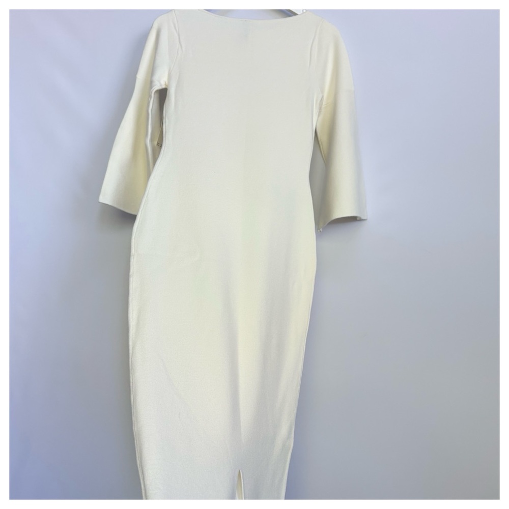NWT Anthropologie Fluted-Sleeve Elegant Soft Knit Sweater Midi Dress in Ivory, S - Picture 12 of 16